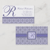 エレガントなモノグラムRの薄紫の紫色パターン 名刺 (正面/裏面)