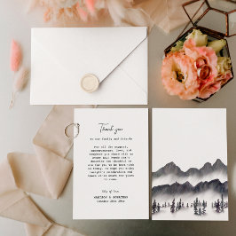 エレガントなモミの木の山の木のシンプルな結婚式 サンキューカード