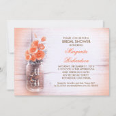 エレガントなモモによってはメーソンジャーのブライダルシャワーが開花します 招待状 (正面)