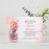 エレガントなモモによってはメーソンジャーのブライダルシャワーが開花します 招待状 (スタンド正面)