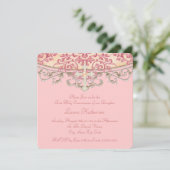 エレガントなモモの珊瑚の最初聖餐 招待状 (スタンド正面)