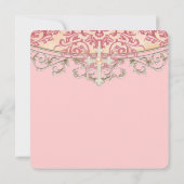 エレガントなモモの珊瑚の最初聖餐 招待状 (裏面)