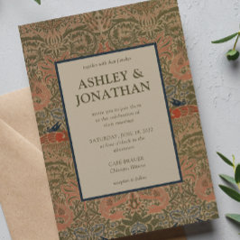 エレガントなモリス ペコック & ドラゴン柄 ウェディング 招待状