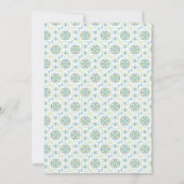 エレガントなモロッコのタイル 花柄 青 招待状 (裏面)