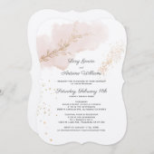 エレガントなモーブのウォッシュ ゴールドの葉 ゴールドダストの結婚式 招待状 (正面/裏面)