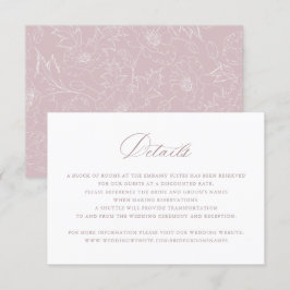 エレガントなモーブ ブラッシュ スクリプト ウェディング ディテールズ インサート 招待状