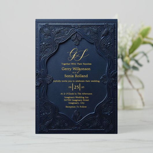 エレガントなユニオンの箔押し招待状 箔招待状 (立ち正面)