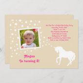 エレガントなユニコーンの誕生会の写真の招待状 招待状 (正面/裏面)