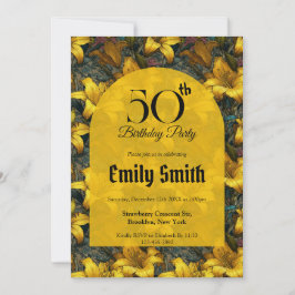 エレガントなユリのアクセントサプライズ誕生日 招待状