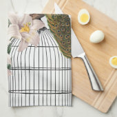 エレガントなユリの孔雀 キッチンタオル (四つ折り)