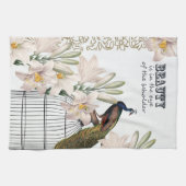 エレガントなユリの孔雀 キッチンタオル (横)