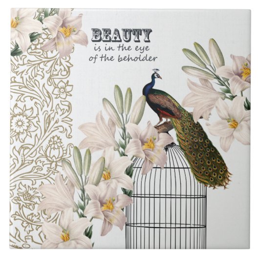 エレガントなユリの孔雀 タイル (正面)