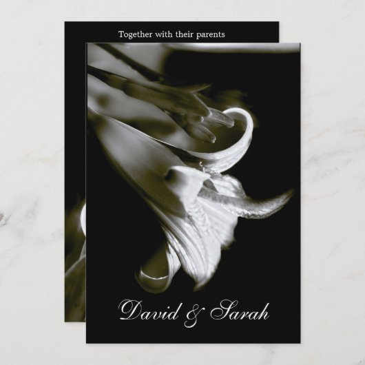エレガントなユリの結婚式招待状 招待状 (正面/裏面)