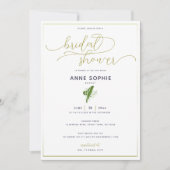 エレガントなユリの谷のゴールドカリグラフィーブライダルシャワー 招待状 (正面)