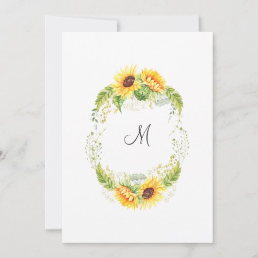 エレガントなユーカリとひまわりのバーチャルブライダルシャワー 招待状 (裏面)