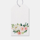 エレガントなユーカリとコーラルピンクの花のブライダルシャワー ギフトタグ (裏面)