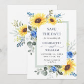 エレガントなユーカリとサンゴバラのフラワーウェディング セーブザデート (正面/裏面)