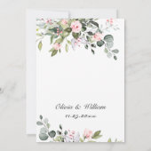 エレガントなユーカリとバラのグリーンウェディング 招待状 (裏面)