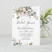 エレガントなユーカリとバラのブッシュ　ブライズシャワー 招待状 (スタンド正面)