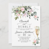 エレガントなユーカリとバラのブッシュ ブランシュ & バブル 招待状 (正面)