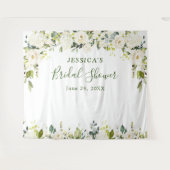 エレガントなユーカリと白いバラのブライダルシャワーテープ タペストリー (正面(横))