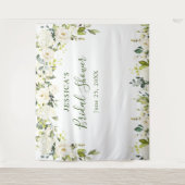 エレガントなユーカリと白いバラのブライダルシャワーテープ タペストリー (正面)