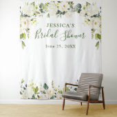 エレガントなユーカリと白いバラのブライダルシャワー タペストリー (インサイチュ)
