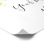 エレガントなユーカリと白いバラの花のサイン ポスター (角)