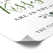 エレガントなユーカリと白いバラの花のサイン ポスター (角)