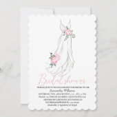 エレガントなユーカリと芍薬の花を飾った ブライダルシャワーパーティー 招待状 (正面)