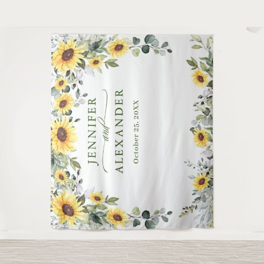 エレガントなユーカリのひまわり写真用背景 タペストリー (正面)