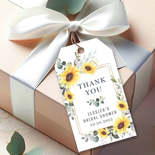 エレガントなユーカリのひまわり サンキューギフト ギフトタグ