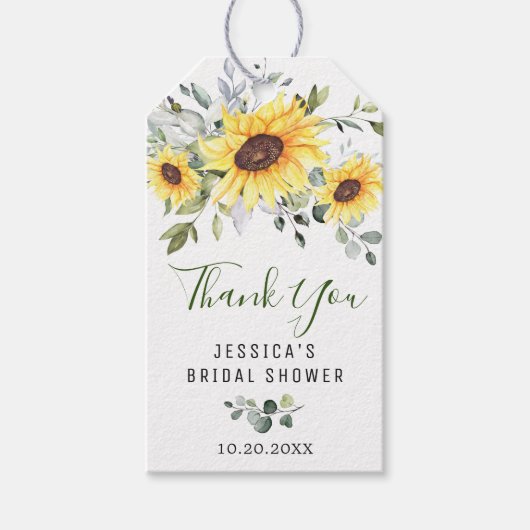 エレガントなユーカリのひまわり　サンキューギフト ギフトタグ (正面)