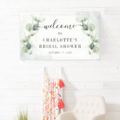 エレガントなユーカリのウェディングシャワーウェルカム 横断幕 (インサイチュ)