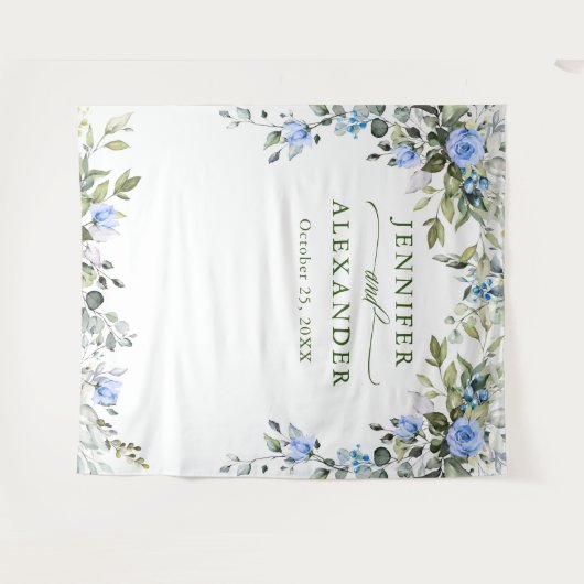 エレガントなユーカリのウェディングフォトブースバックドロップ タペストリー (正面(横))