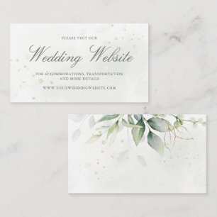 エレガントなユーカリのグリーンとゴールドの結婚式ウェブサイト エンクロージャーカード