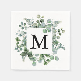 エレガントなユーカリのグリーンウェディングペーパー スタンダードカクテルナプキン
