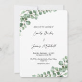 エレガントなユーカリのグリーンウェディング招待状 招待状 (正面)