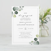 エレガントなユーカリのグリーンエンゲージメントパーティー 招待状 (スタンド正面)