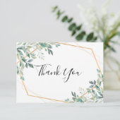 エレガントなユーカリのグリーンゴールドの感謝カード サンキューカード (スタンド正面)