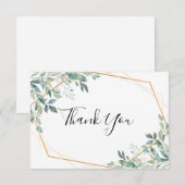 エレガントなユーカリのグリーン ゴールドの感謝カード サンキューカード (正面/裏面)