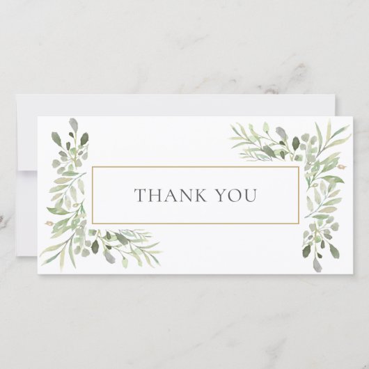 エレガントなユーカリのグリーン　サンキュー サンキューカード (正面)