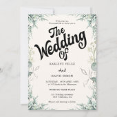 エレガントなユーカリのグリーン スクリプト フォト 招待状 (裏面)