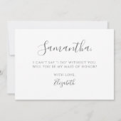 エレガントなユーカリのグリーン メイド オブ オナー プロポーズ 招待状 (裏面)