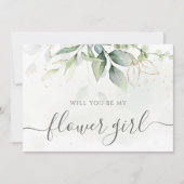 エレガントなユーカリのグリーン 花嫁の女の子へのプロポーズ 招待状 (正面)