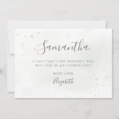 エレガントなユーカリのグリーン 花嫁の女の子へのプロポーズ 招待状 (裏面)