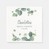 エレガントなユーカリのスクリプト　ブライダルシャワーの紙 スタンダードカクテルナプキン (正面)