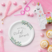 エレガントなユーカリのダスティーブルー ブライダルシャワー ペーパープレート (パーティー)