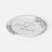 エレガントなユーカリのダスティーブルー ブライダルシャワー ペーパープレート (アングル)