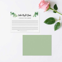 エレガントなユーカリのデートナイトアイデア ブライダルシャワー アドバイスカード